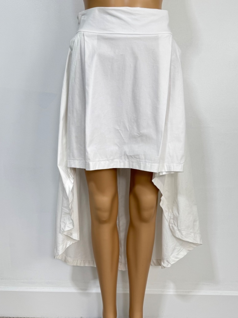 Odi et Amo High-Low Asymmetrical Midi Skirt in White Cotton – Made in Italy